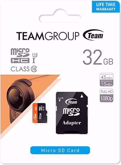 کارت حافظه microSDHC تیم سرعت 500x همراه با آداپتور SD ظرفیت 32 گیگابایت front