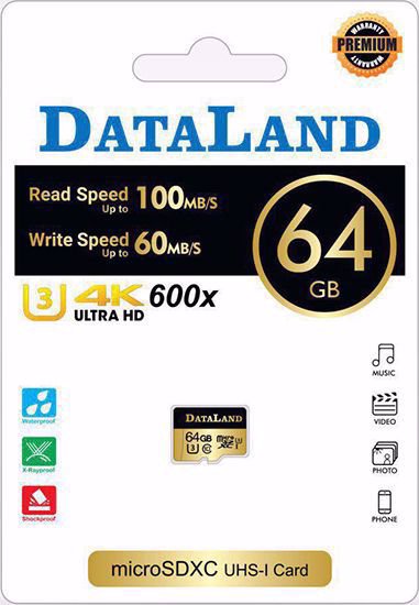 کارت حافظه microSDXC دیتالند مدل 600x کلاس UHS-I U3 سرعت 100MBps ظرفیت 64 گیگابایت Front